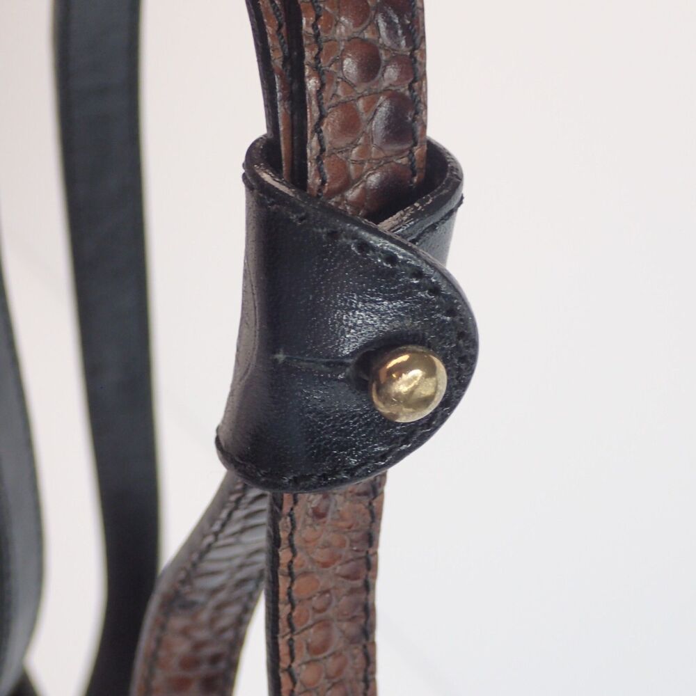 Vtg Brahmin Handbag Purse MELANIE Satchel Shoulder Bag Tuscan Black Brown Croc - Picture 11 of 16